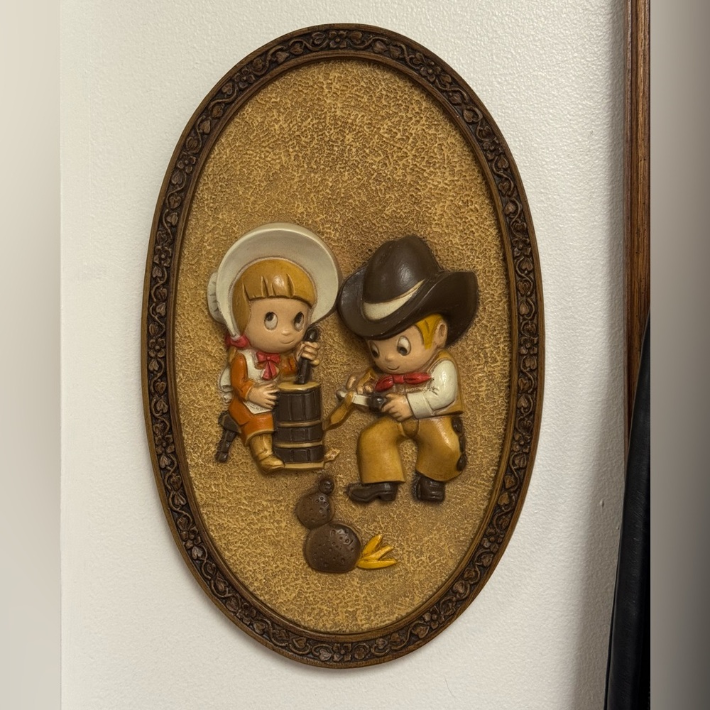 Rustic Cowboy and Cowgirl Wall Art in Brown and Tan